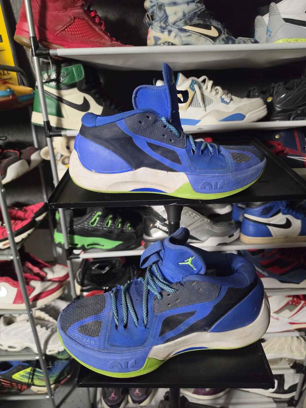 🔥 Jordan Separate Mavericks Blue and Lime Men's Size 11 Athletic Basketball